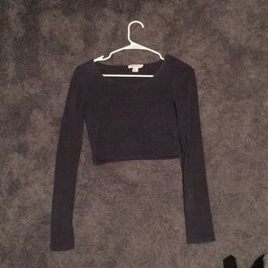 Gray Long sleeve crop top